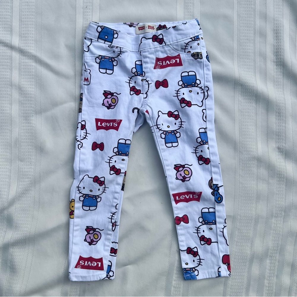 Hello Kitty Levi’s Leggings with Fun Print girls size 4 white red blue